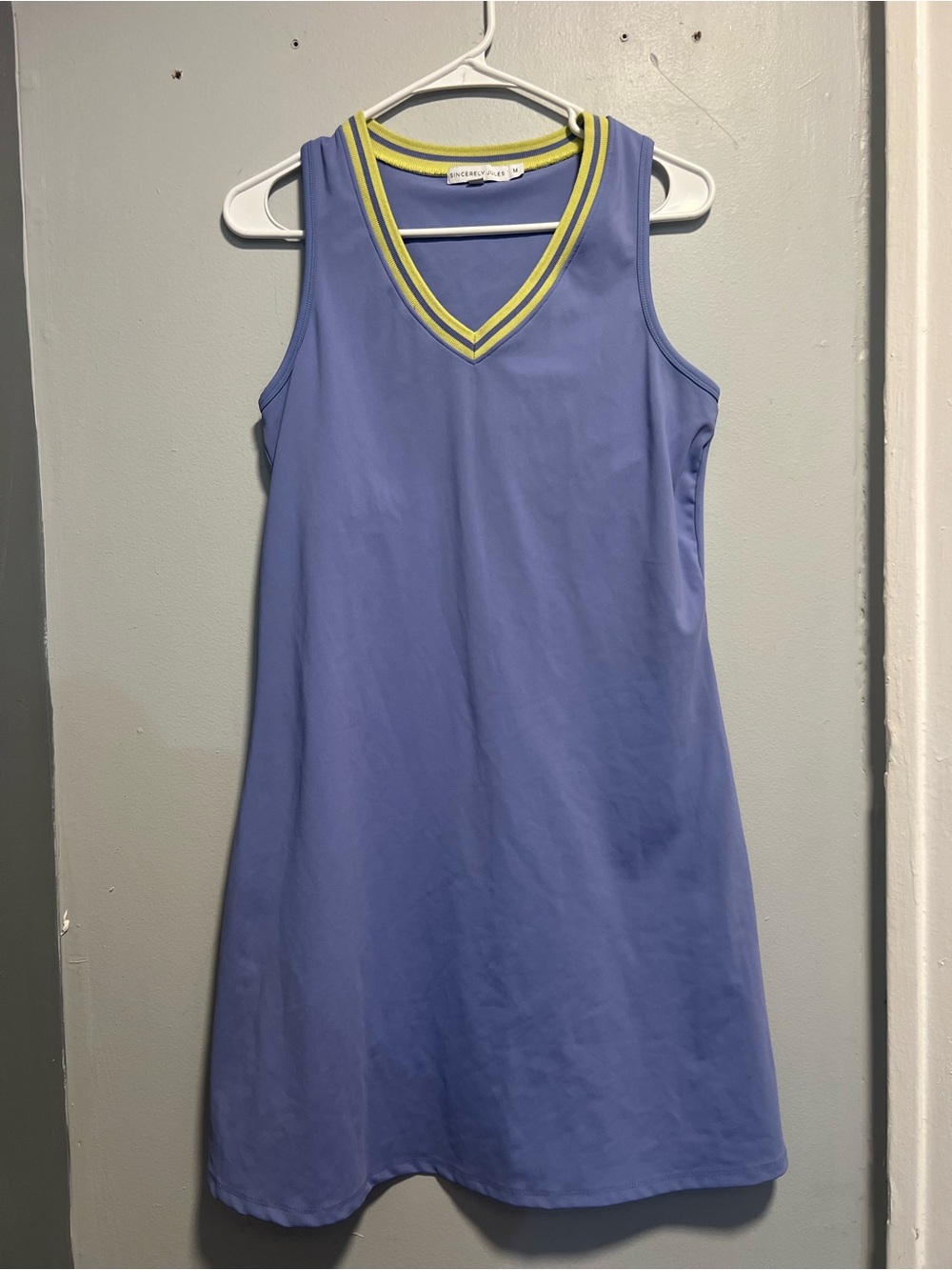 Sincerely Jules Blue Top with Yellow Trim size M